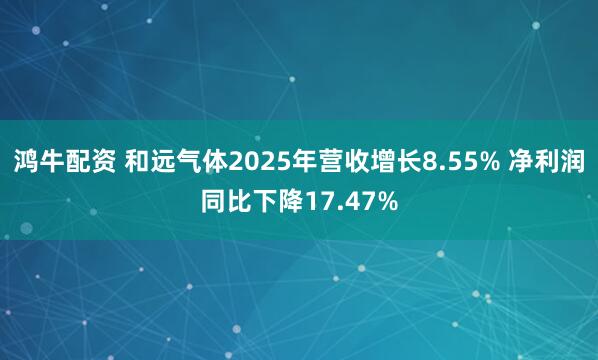 鸿牛配资 和远气体2025年营收增长8.55% 净利润同比下降17.47%